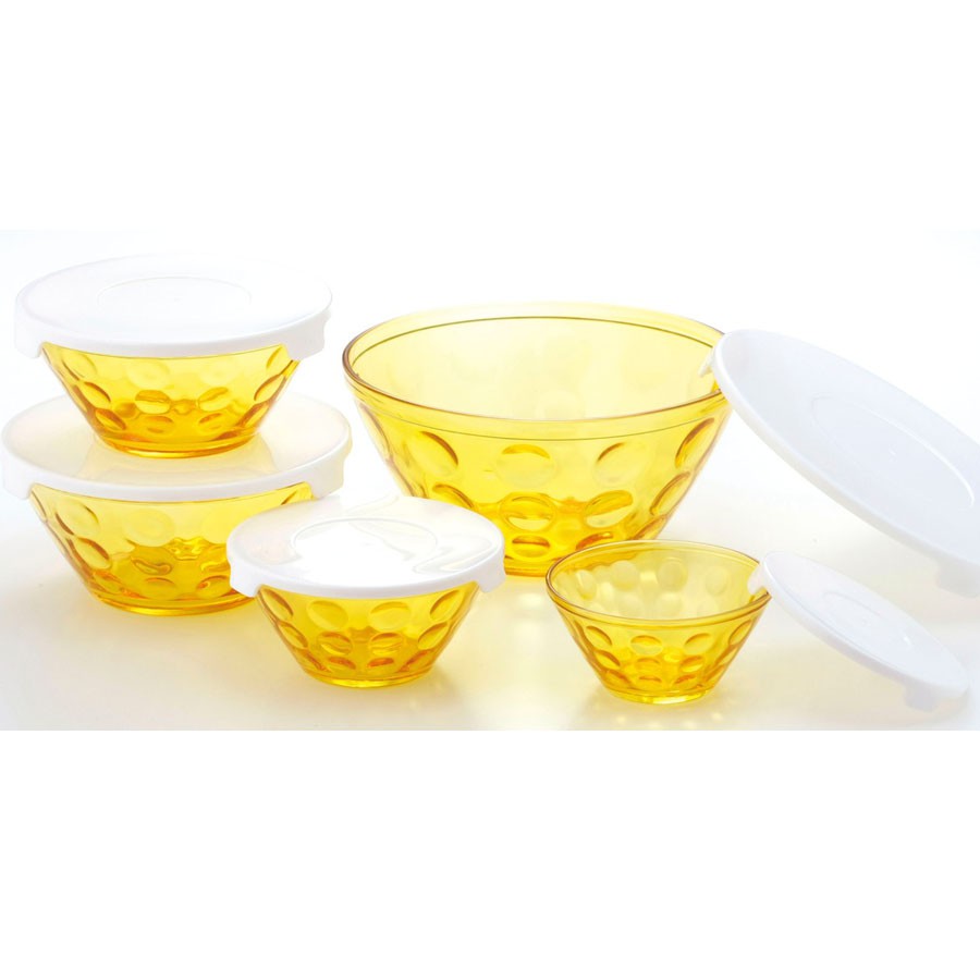 Bộ 5 bát thủy tinh có nắp đậy